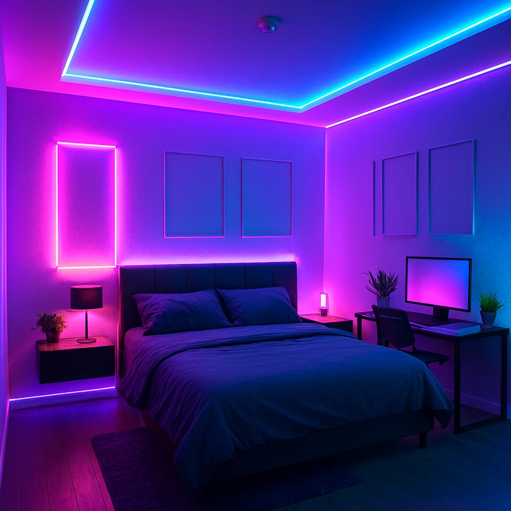 Instalación de Decoración de cuartos en Medellín con luces LED